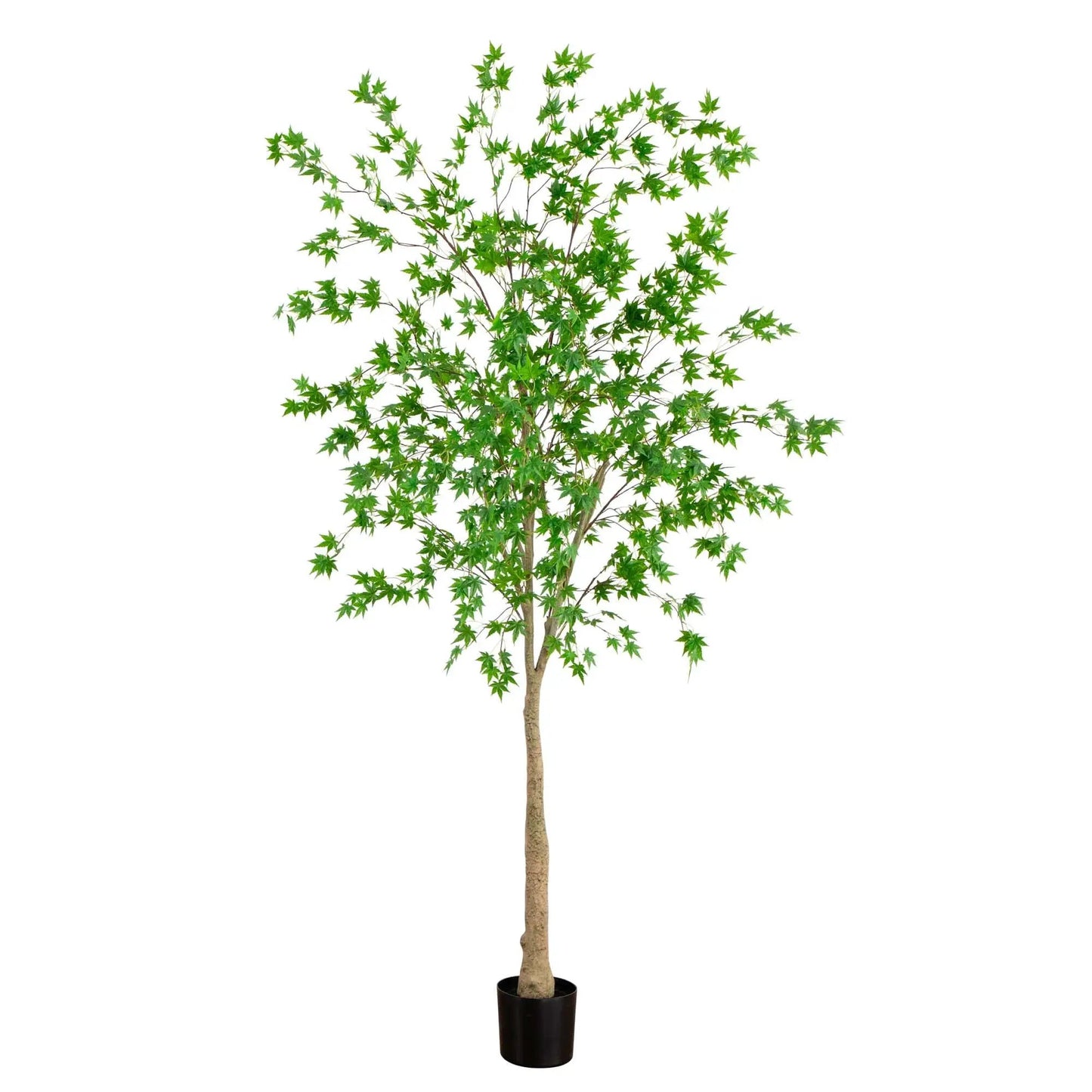 8 ft artificial maple tree in black planter with lush green leaves for home decor on Tampa Home & Garden Store