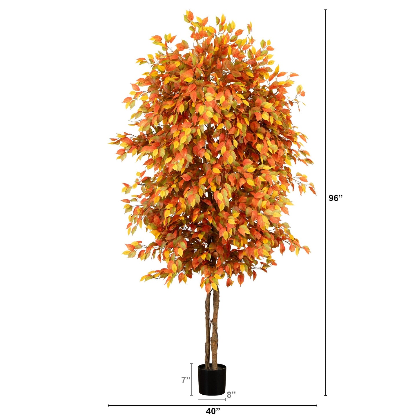 8 Foot Autumn Ficus Tree and Fall Balcony Decor