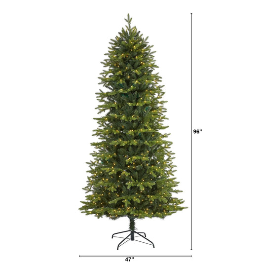 8’ Belgium Fir “Natural Look” Artificial Christmas Tree with 650 Clear LED Lights - Tampa Home & Garden Store