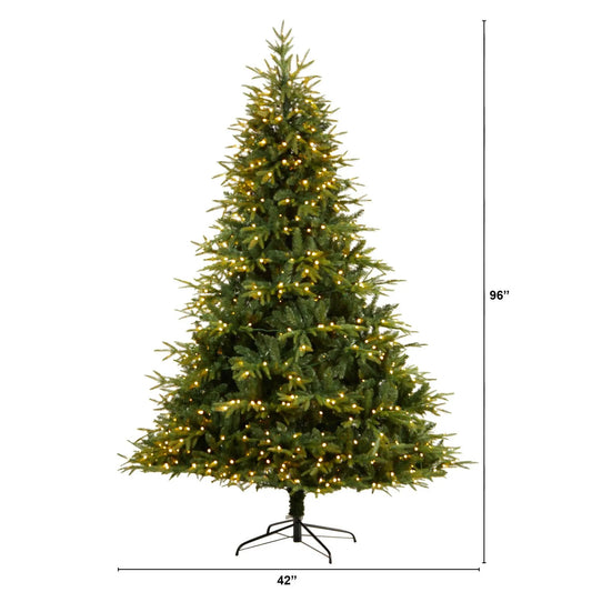 Nearly Natural Colorado Mountain Fir artificial tree, 8 ft tall, prelit with 700 LED lights on Tampa Home & Garden Store