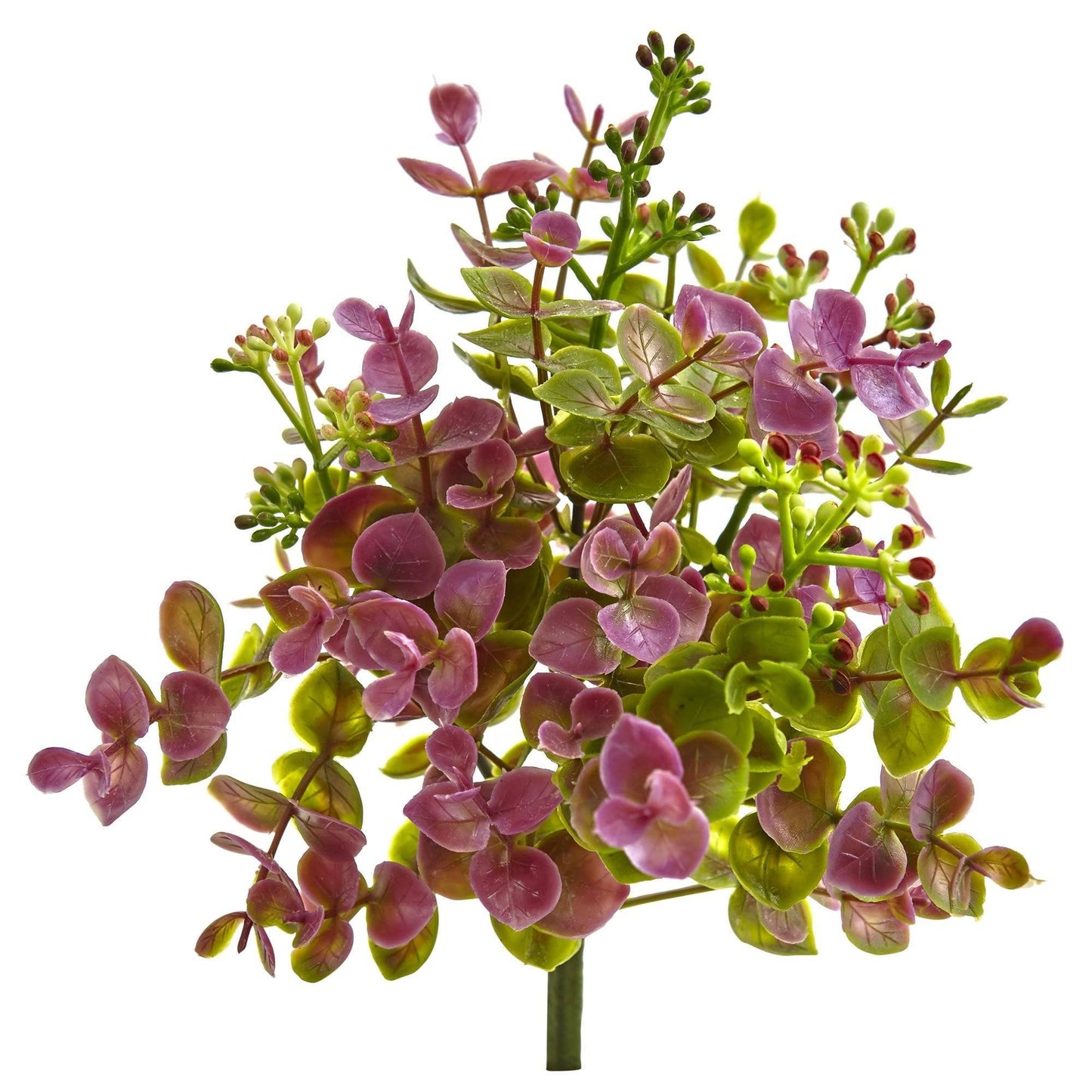 Artificial plant 8-inch Eucalyptus and Sedum set of 12 by Nearly Natural, pink and green leaves on Tampa Home & Garden Store