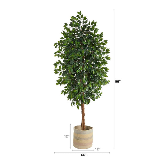 8-ft ficus artificial tree in cotton planter by Nearly Natural on Tampa Home & Garden Store