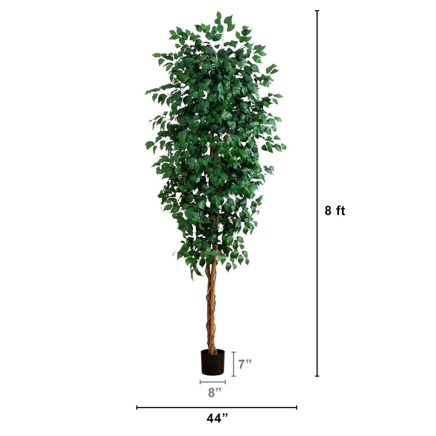Eight Foot Ficus Tree artificial by Nearly Natural with 1512 lush green leaves on Tampa Home & Garden Store