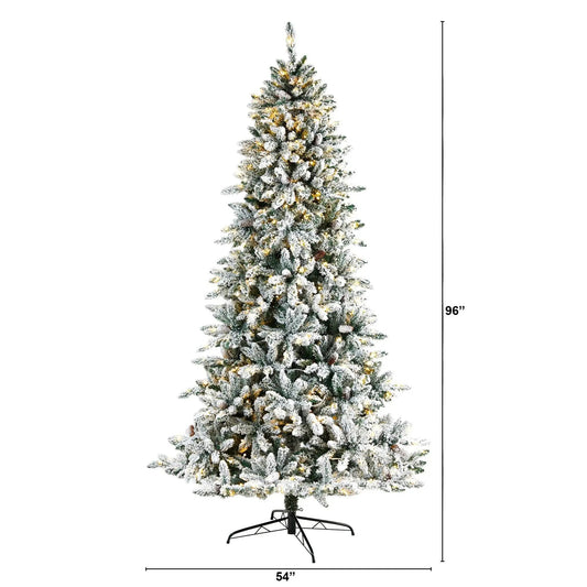 Flocked Livingston Fir Tree with LED Lights, Nearly Natural Artificial Christmas Tree on Tampa Home & Garden Store