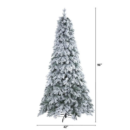 Vermont Pine Christmas Tree Nearly Natural frosted tips 600 LED lights 96in tall on Tampa Home & Garden Store