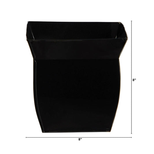 8-inch fluted metal square planter in black glossy finish by Nearly Natural on Tampa Home & Garden Store