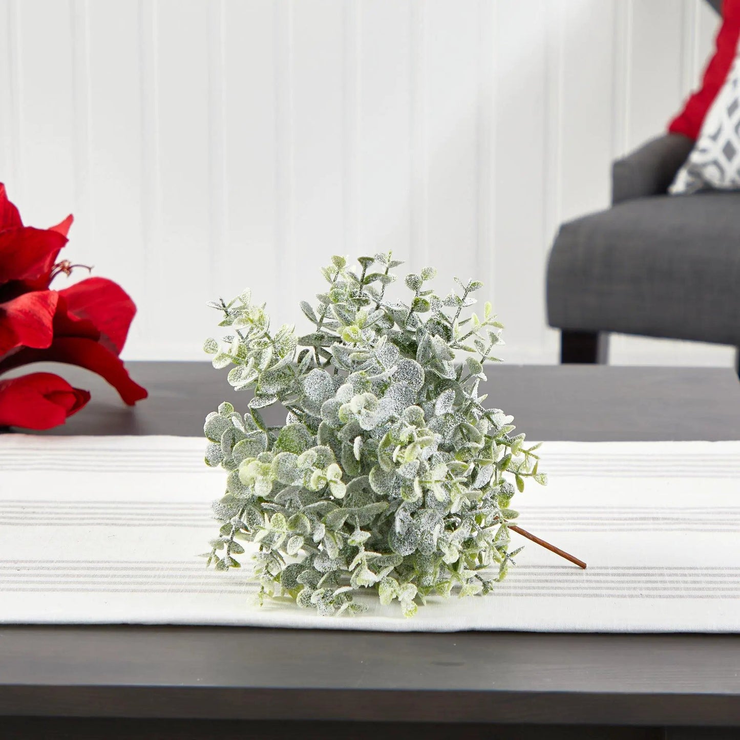 8 Inch Frosted Eucalyptus decorative ball set of 3 by Nearly Natural on Tampa Home & Garden Store