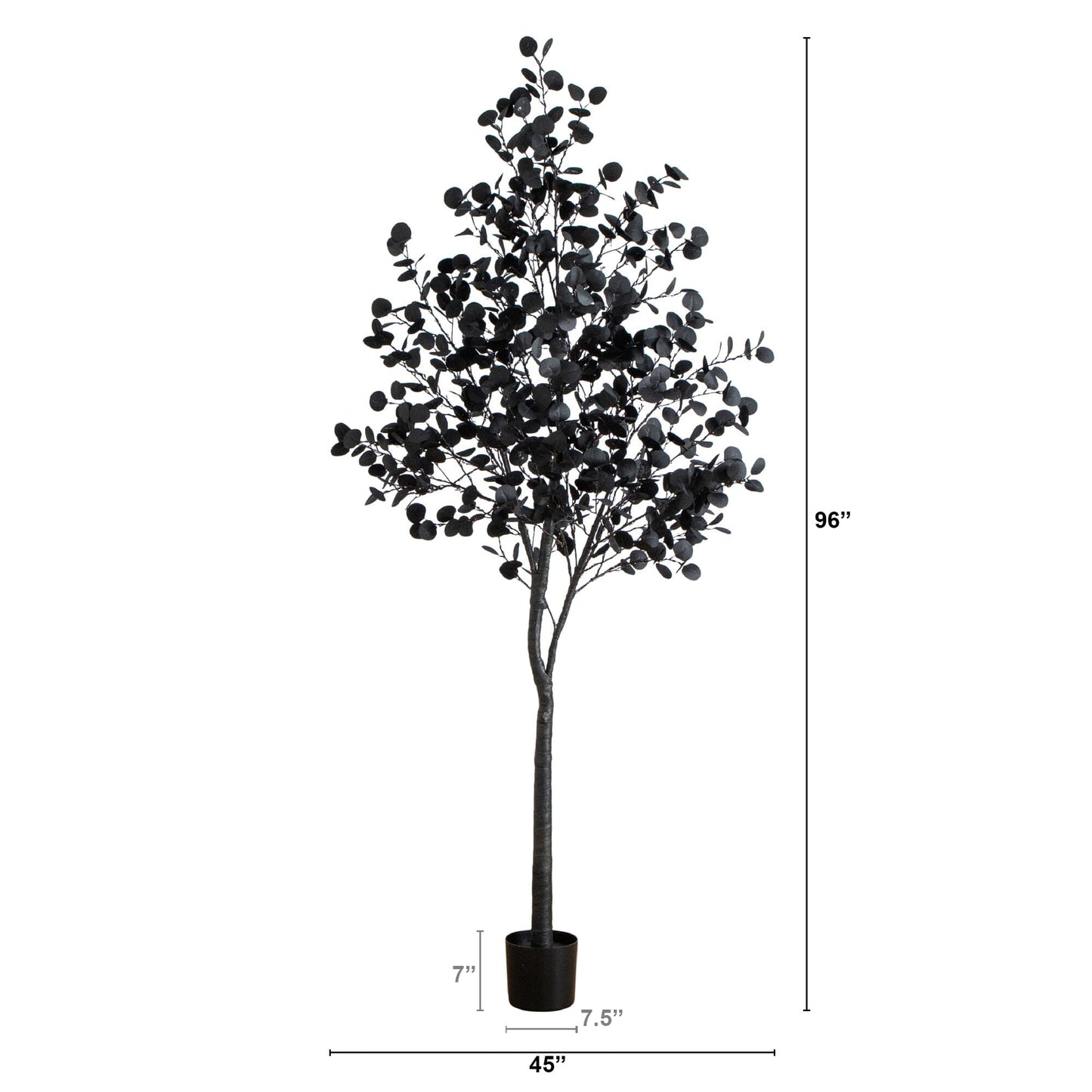 8 ft Nearly Natural pre-lit black eucalyptus tree with orange and purple LED lights on Tampa Home & Garden Store