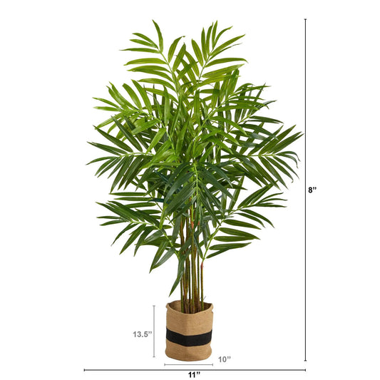 8 ft King Palm artificial tree, Nearly Natural, in natural jute planter with black stripe on Tampa Home & Garden Store