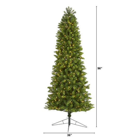 Slim Virginia Spruce Pencil Christmas Tree by Nearly Natural pre-lit artificial tree 8ft on Tampa Home & Garden Store
