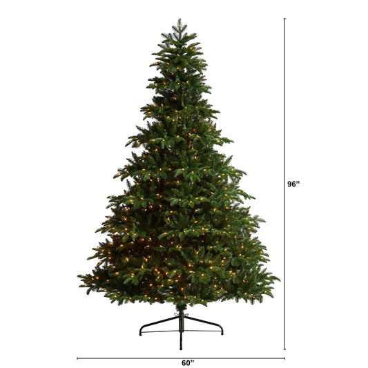 8’ South Carolina Spruce Christmas Tree with 700 White Warm Lights and 3412 Bendable Branches - Tampa Home & Garden Store