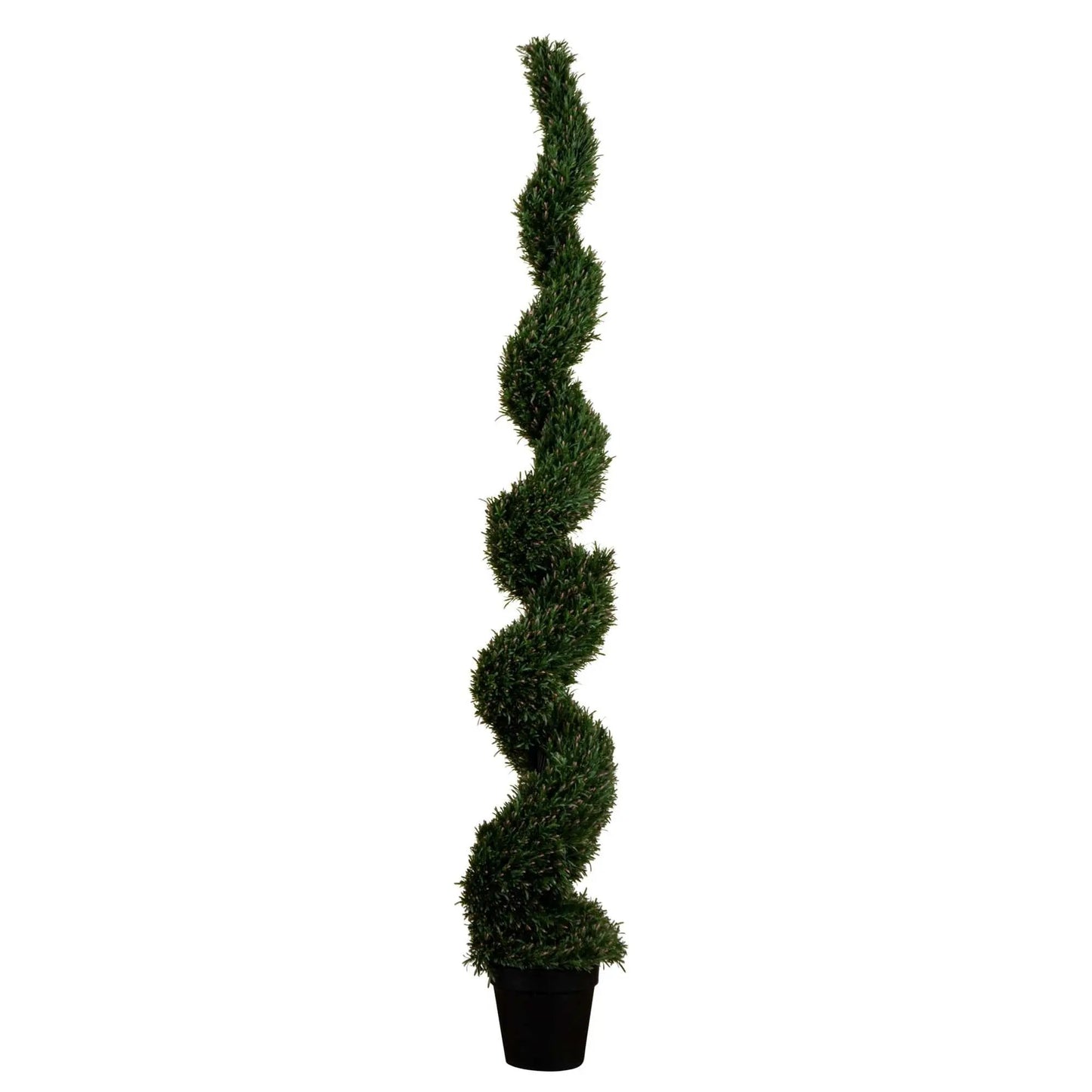 Artificial Rosemary Spiral Topiary Tree by Nearly Natural in a black planter for indoor decor on Tampa Home & Garden Store