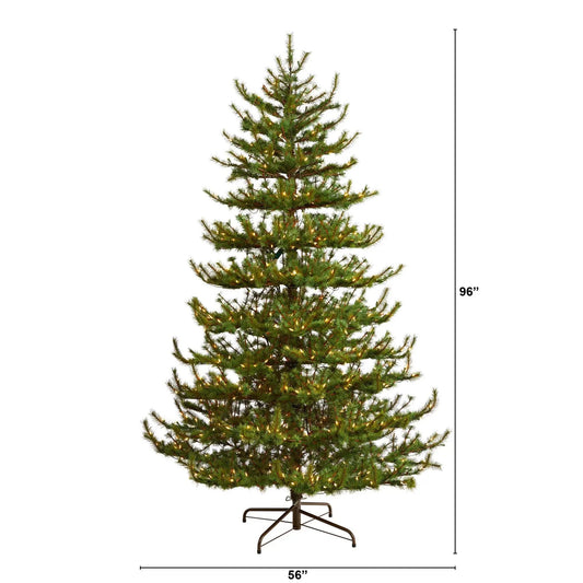 8 ft Vancouver Mountain Pine artificial Christmas tree by Nearly Natural with warm white lights on Tampa Home & Garden Store