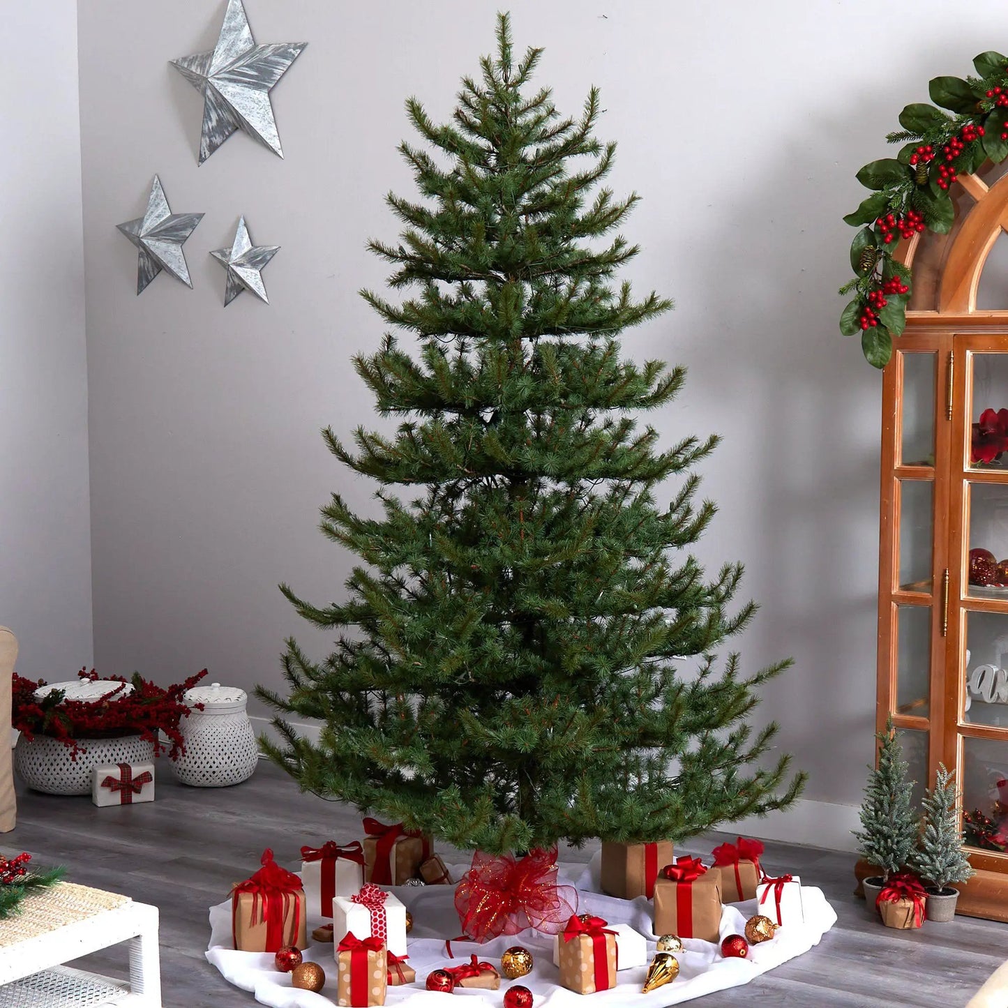 Nearly Natural 8 ft Vancouver Mountain Pine artificial Christmas tree with full green branches on Tampa Home & Garden Store