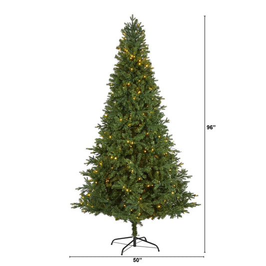8' Vermont Fir artificial Christmas tree with 450 clear LED lights Nearly Natural on Tampa Home & Garden Store