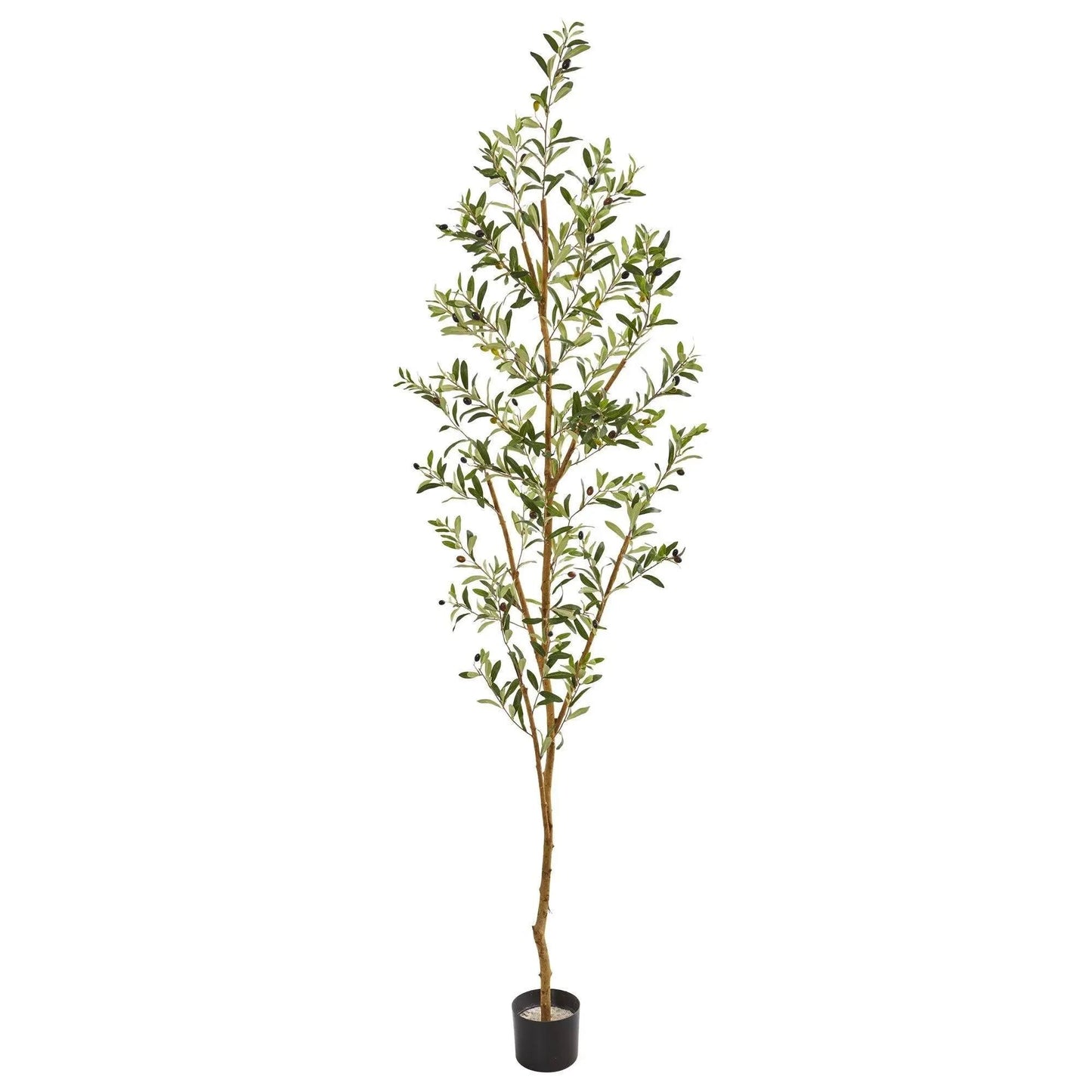 82 inch Nearly Natural artificial olive tree in black planter with green leaves and olives on Tampa Home & Garden Store
