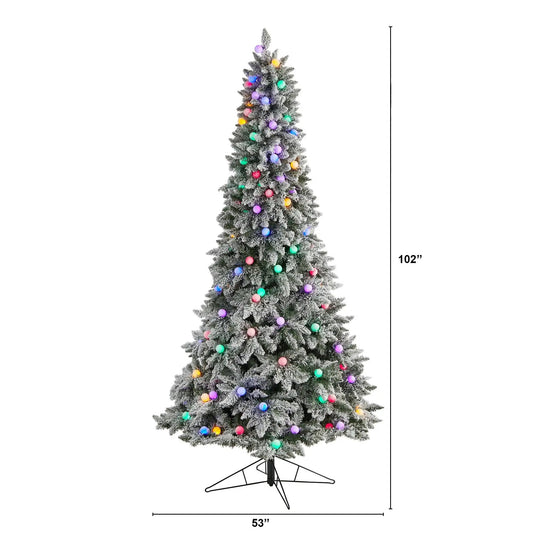 8.5' Flocked British Columbia Mountain Fir Artificial Christmas Tree - Tampa Home & Garden Store