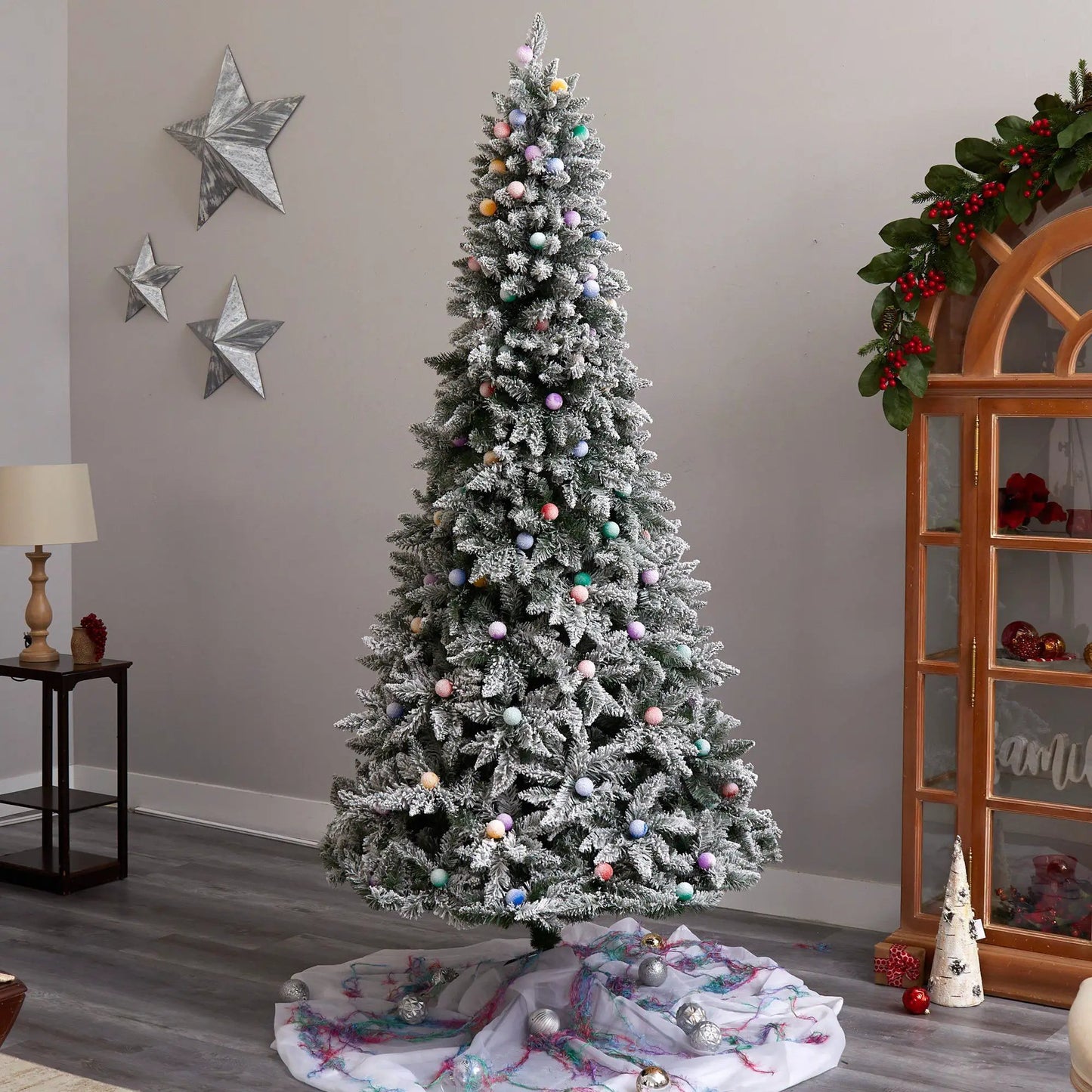 8.5' Flocked British Columbia Mountain Fir Artificial Christmas Tree - Tampa Home & Garden Store