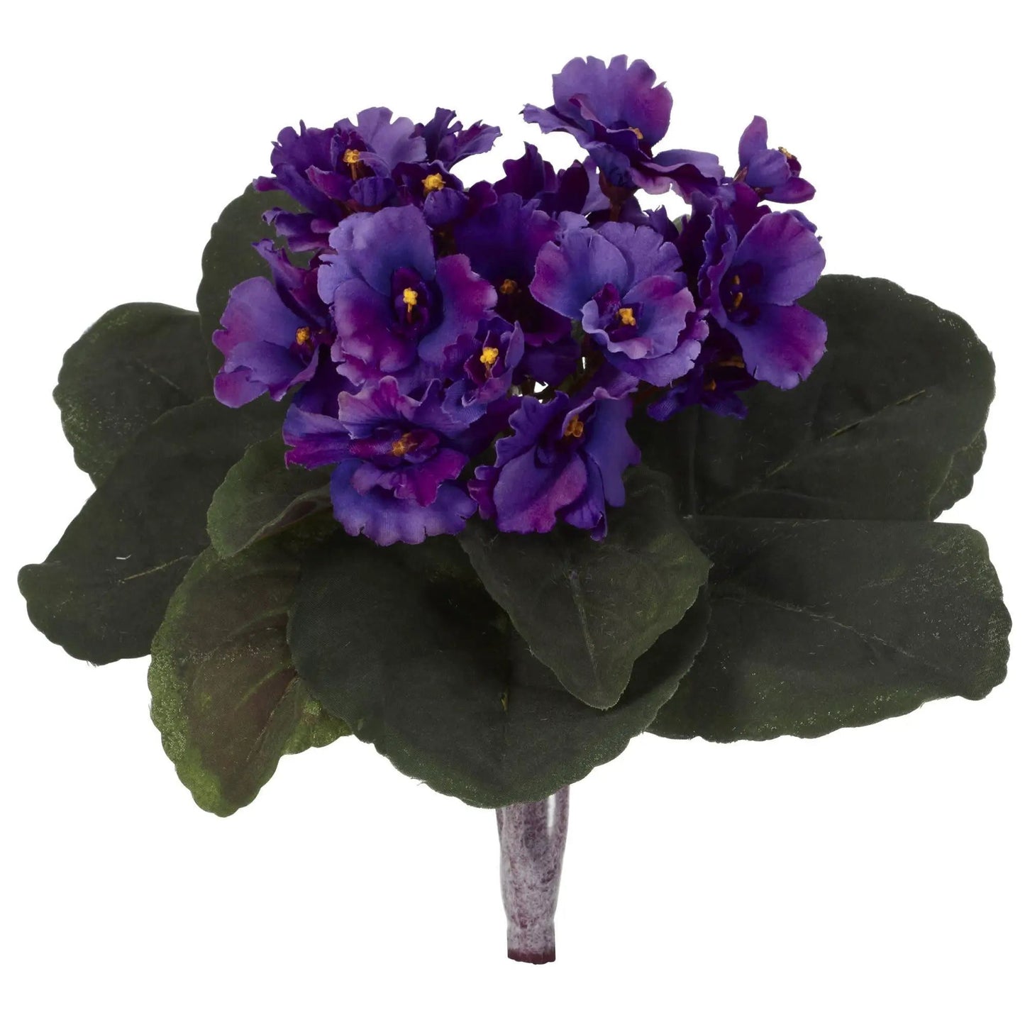 9 inch African violet artificial plant set of 6 with purple blooms and dark green leaves on Tampa Home & Garden Store