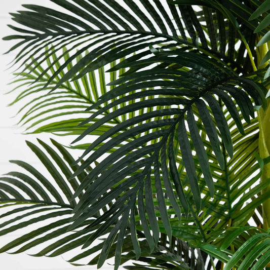 9 Foot Artificial Double Golden Cane Palm Tree by Nearly Natural with dark green fronds on Tampa Home & Garden Store