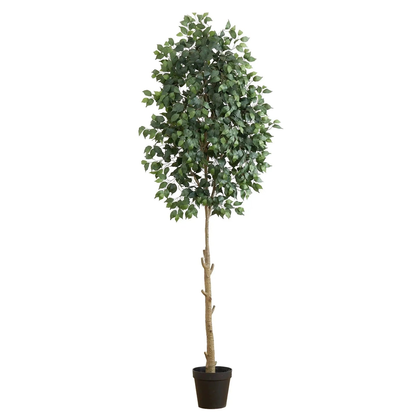 9 ft Nearly Natural artificial ficus tree, lush green leaves in a pot on Tampa Home & Garden Store