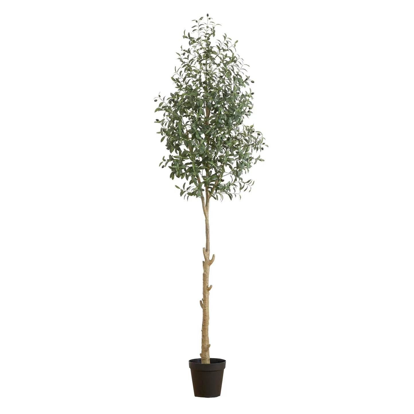 9 ft artificial olive tree by Nearly Natural in a black planter for home decor on Tampa Home & Garden Store