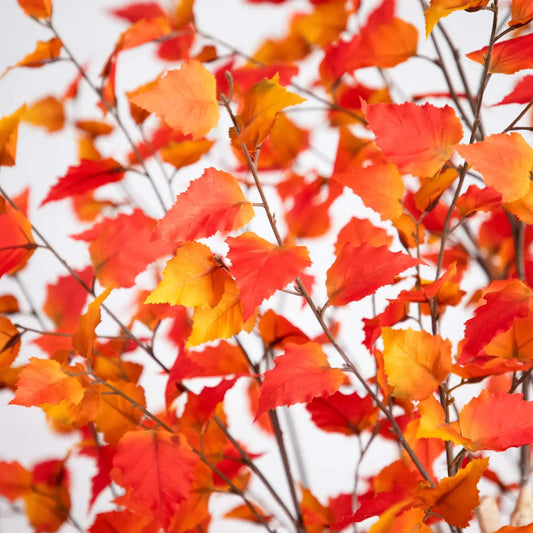 Nine Foot Autumn Birch Artificial Fall Tree by Nearly Natural with orange and red leaves on Tampa Home & Garden Store