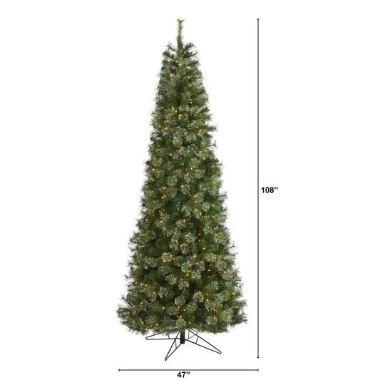 9' Cashmere Slim Artificial Christmas Tree with 550 Warm White Lights and 1308 Bendable Branches - Tampa Home & Garden Store