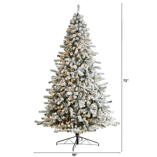 9 ft flocked Rock Springs Spruce Christmas Tree with LED lights by Nearly Natural on Tampa Home & Garden Store