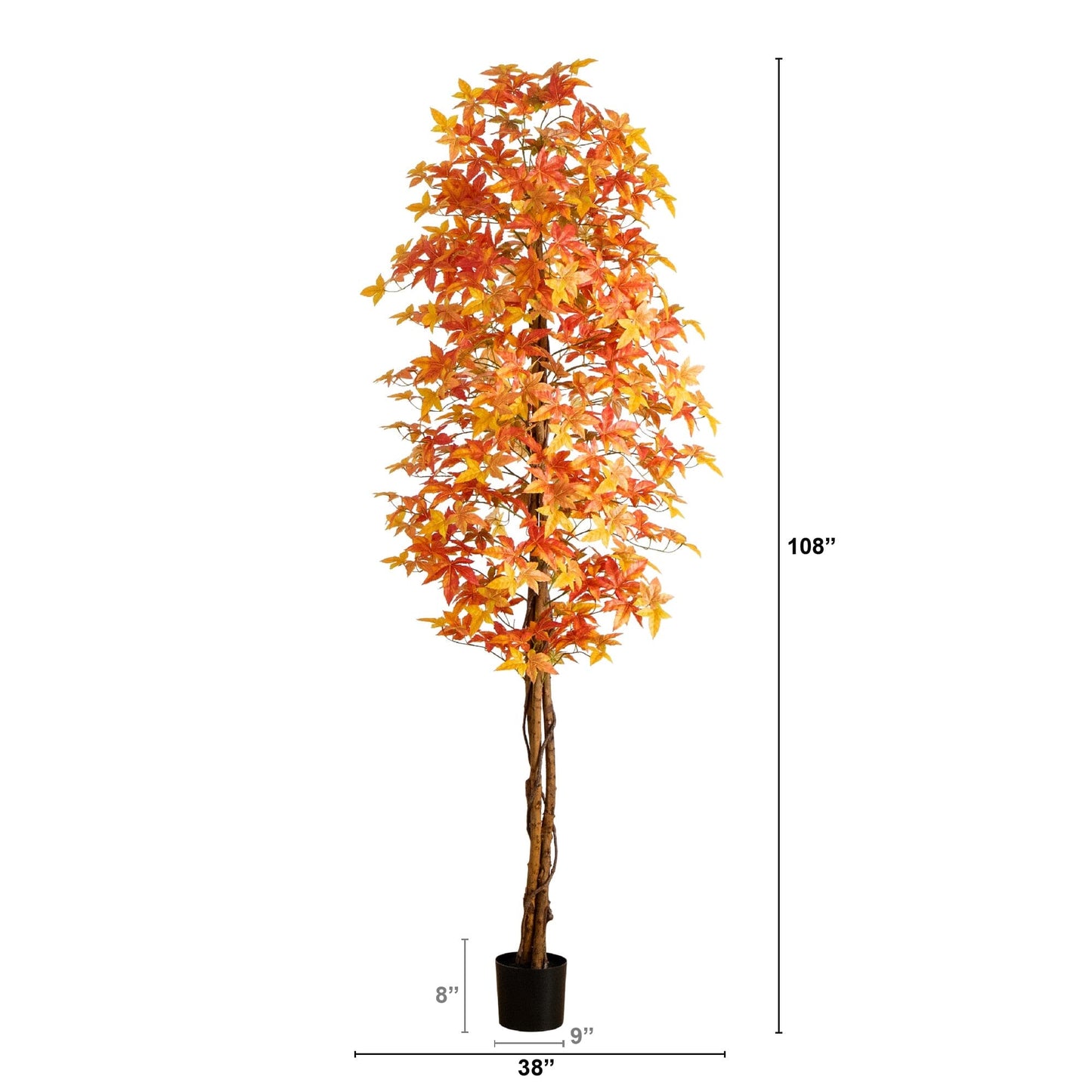 9' Autumn Deluxe Maple artificial fall tree by Nearly Natural with orange red yellow leaves on Tampa Home & Garden Store