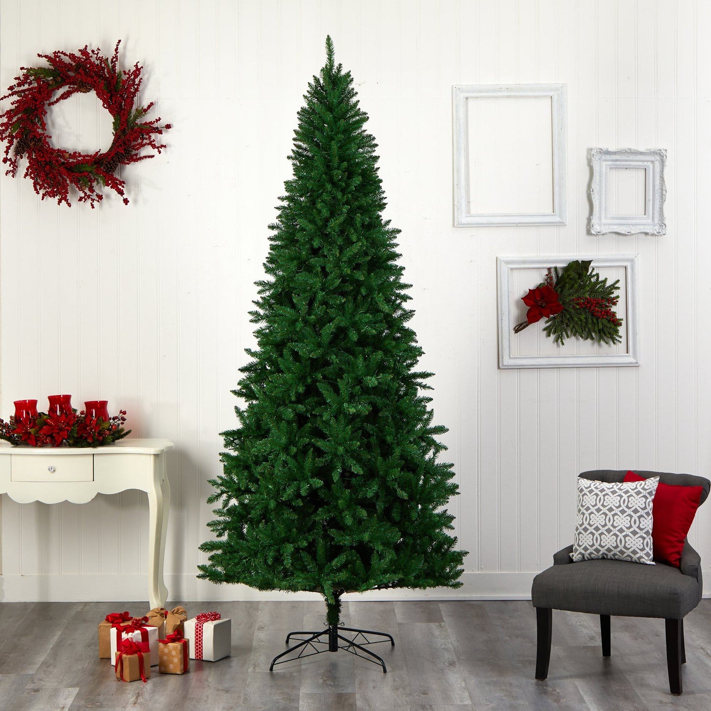 9 ft Green Valley Fir Tree with 800 LED Lights, Nearly Natural artificial Christmas tree on Tampa Home & Garden Store