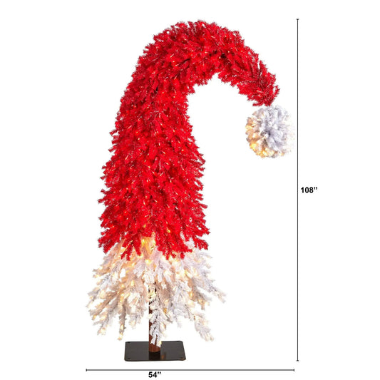 9’ Holiday Red Santa’s Hat Christmas Tree with 600 LED lights and 1992 Bendable Branches - Tampa Home & Garden Store