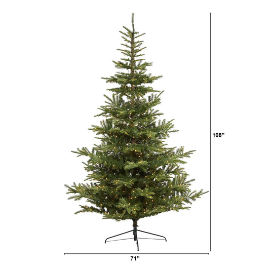 Nearly Natural 9 ft Layered Washington Spruce Christmas Tree with LED lights on metal stand on Tampa Home & Garden Store
