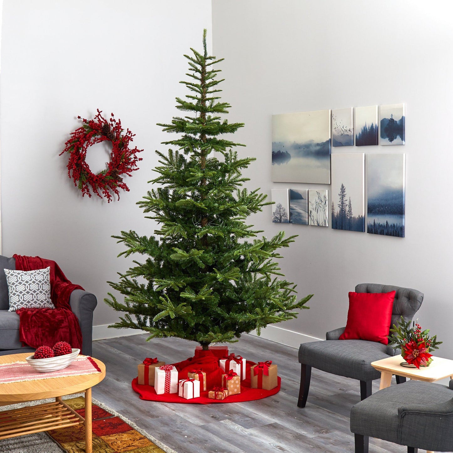 9 ft layered Washington Spruce artificial Christmas tree with LED lights by Nearly Natural on Tampa Home & Garden Store