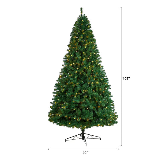 9' Northern Tip Artificial Christmas Tree with 650 Clear LED Lights and 1860 Bendable Branches - Tampa Home & Garden Store