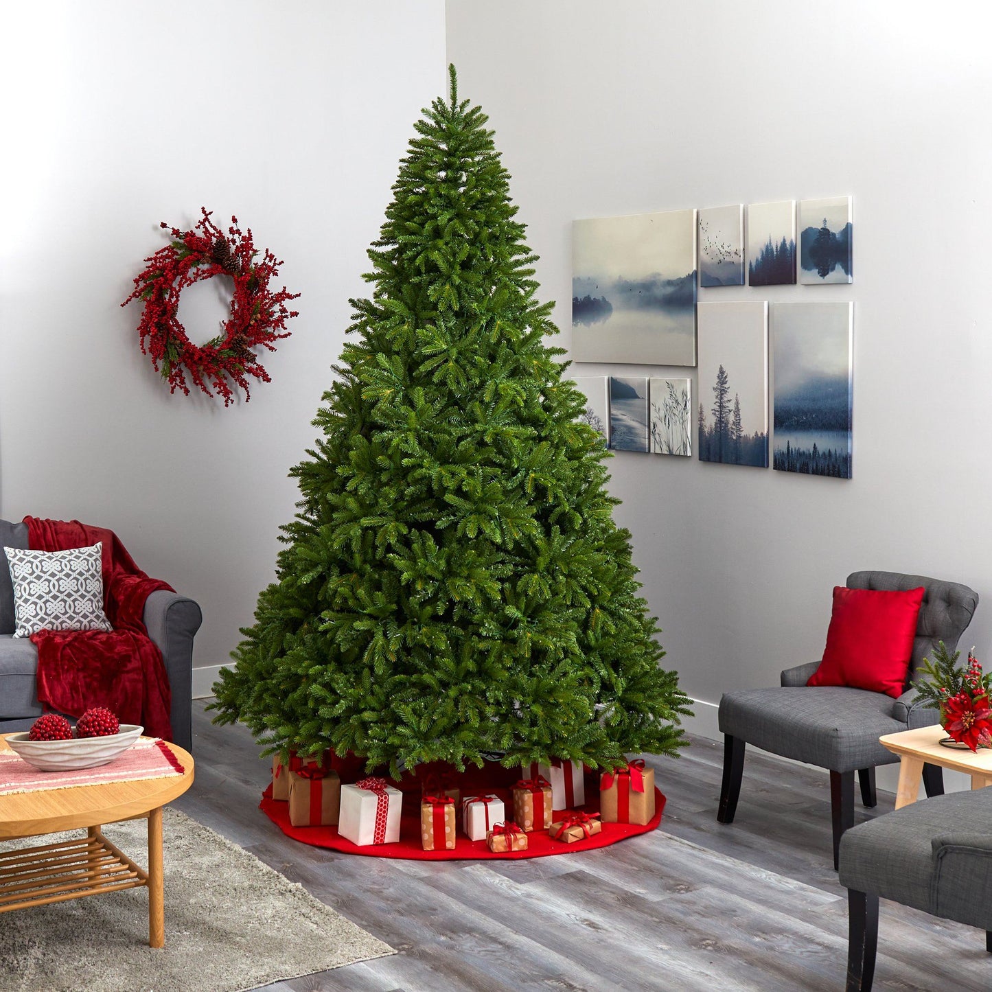 Nearly Natural 9 ft Sierra Spruce Natural Look artificial Christmas tree with LED lights on Tampa Home & Garden Store