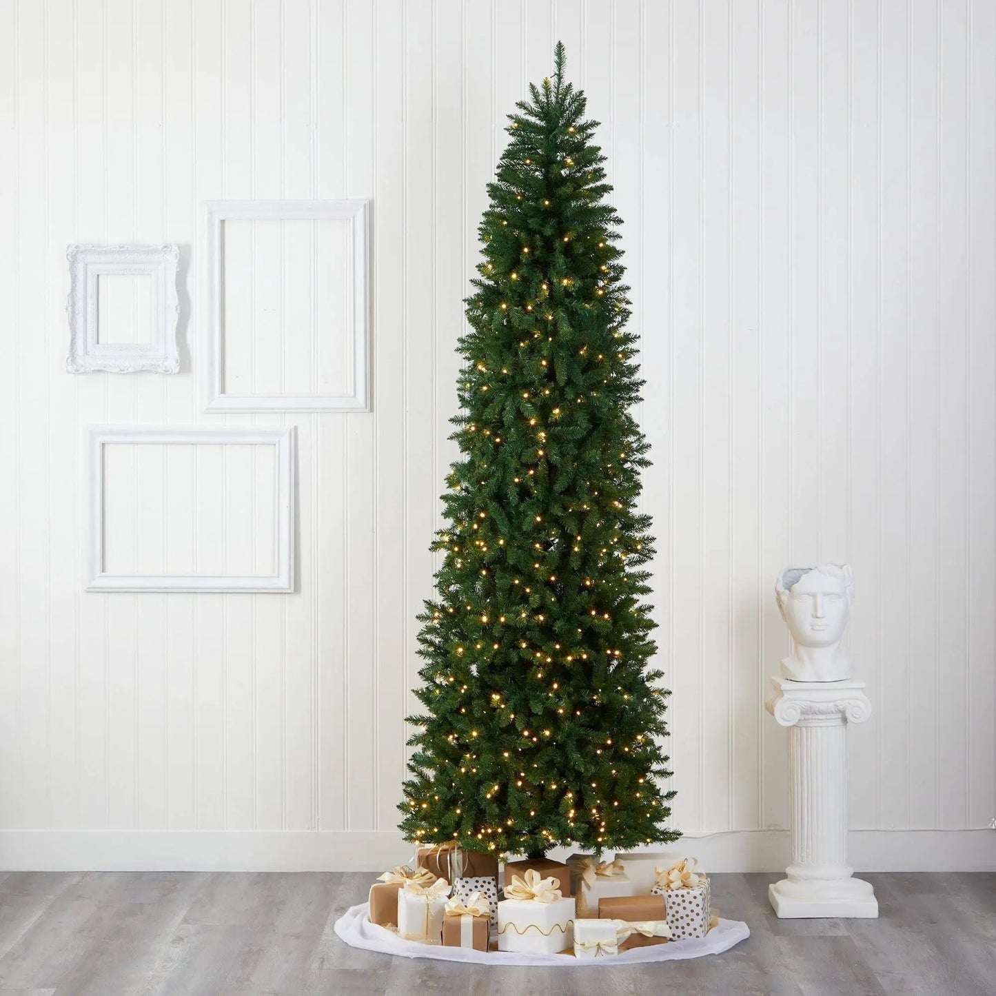 Nearly Natural Slim Green Mountain Pine Tree artificial with 600 LED lights on Tampa Home & Garden Store
