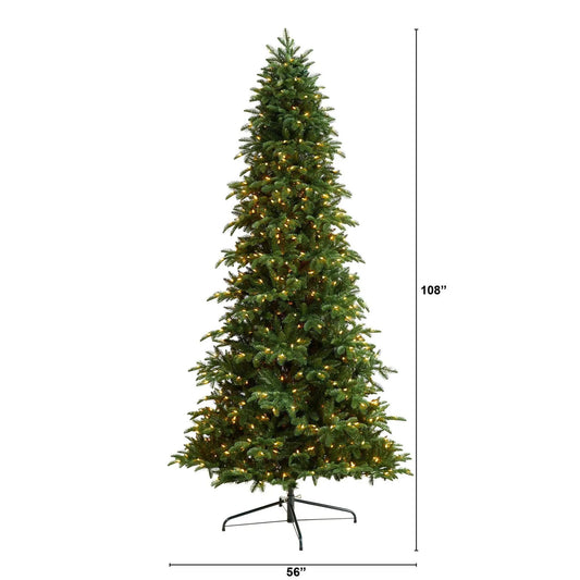 9 ft South Carolina Fir artificial Christmas tree with 750 LED lights Nearly Natural on Tampa Home & Garden Store