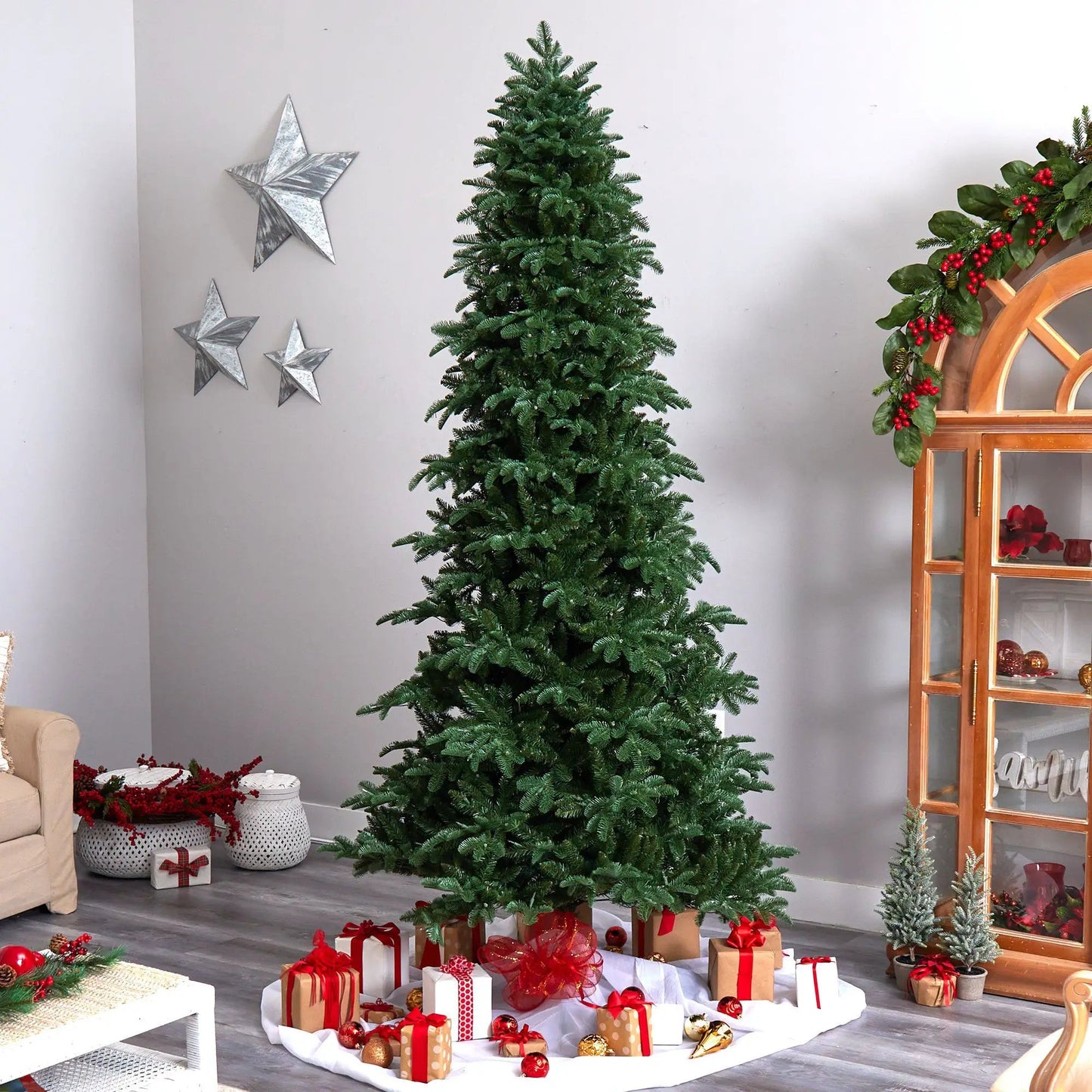 9’ South Carolina Fir Tree with 750 LED lights evergreen artificial Christmas tree on Tampa Home & Garden Store