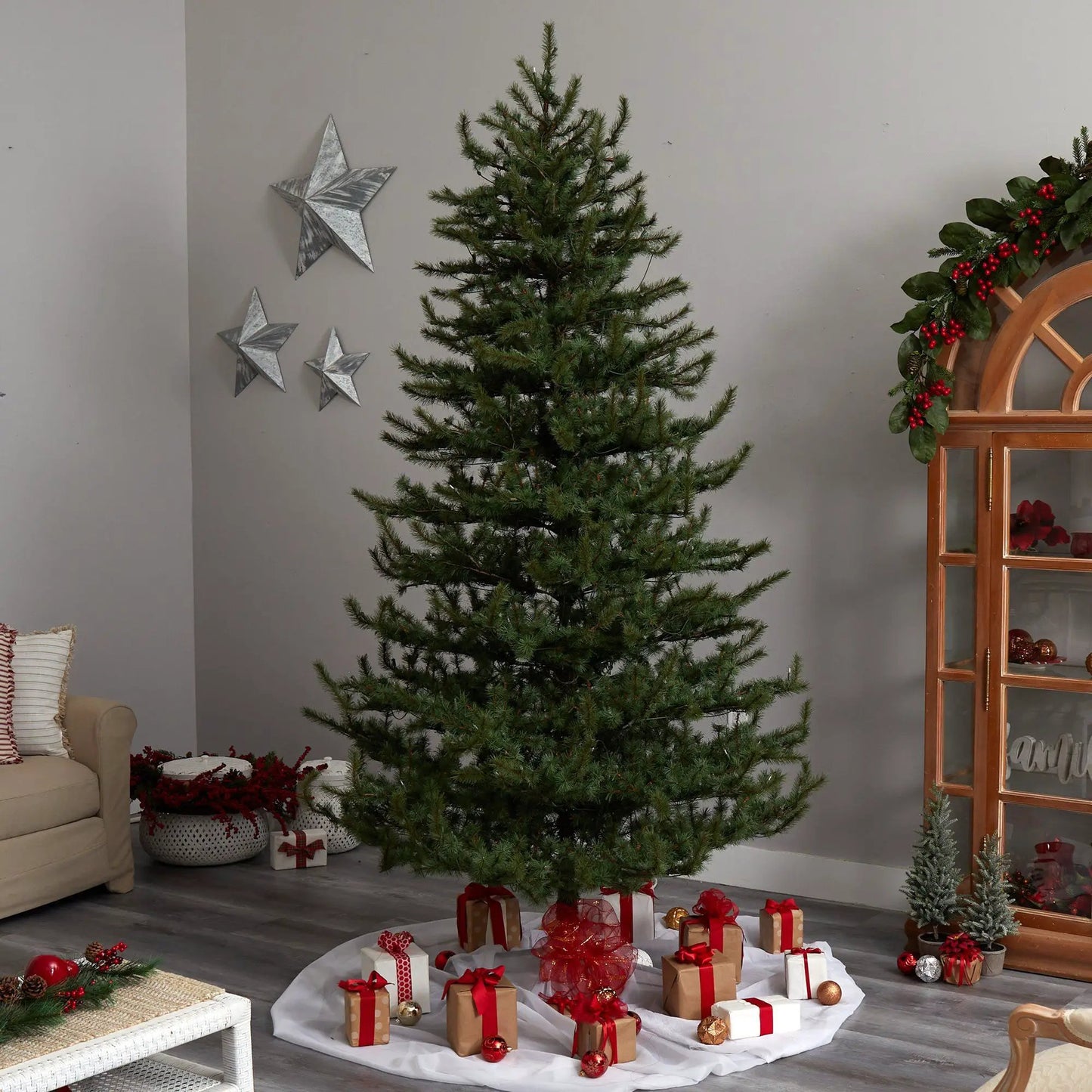 Nearly Natural Vancouver Mountain Pine artificial Christmas Tree with green branches on Tampa Home & Garden Store