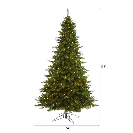 9 ft Vermont Spruce Artificial Christmas Tree pre-lit with 850 warm-white LEDs by Nearly Natural on Tampa Home & Garden Store