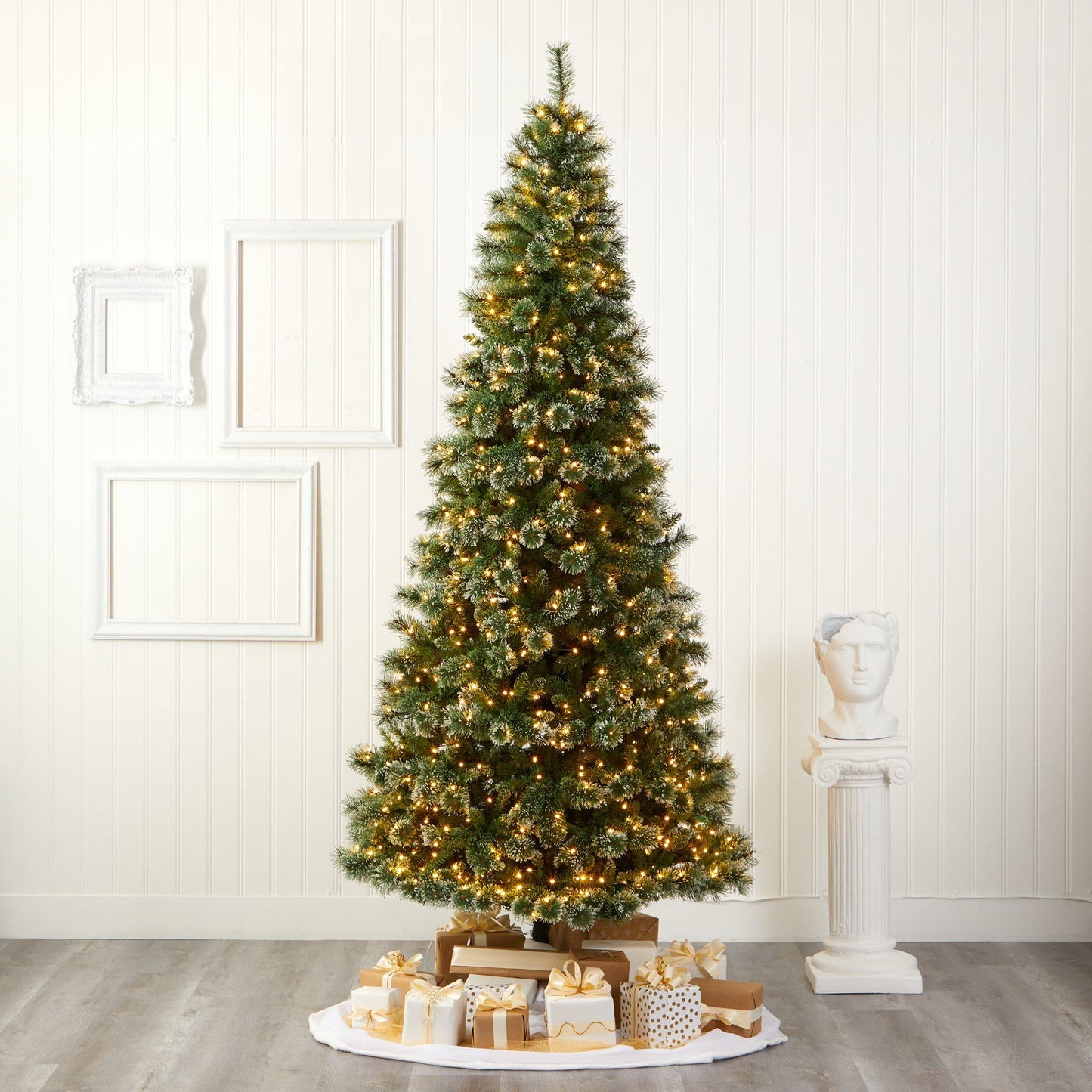 Wisconsin Slim Snow Tip Pine Tree with LED lights by Nearly Natural on Tampa Home & Garden Store
