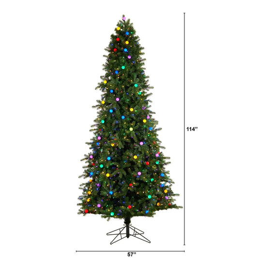 9.5 ft Montana Mountain Fir artificial tree, pre-lit with multicolor lights, Nearly Natural on Tampa Home & Garden Store
