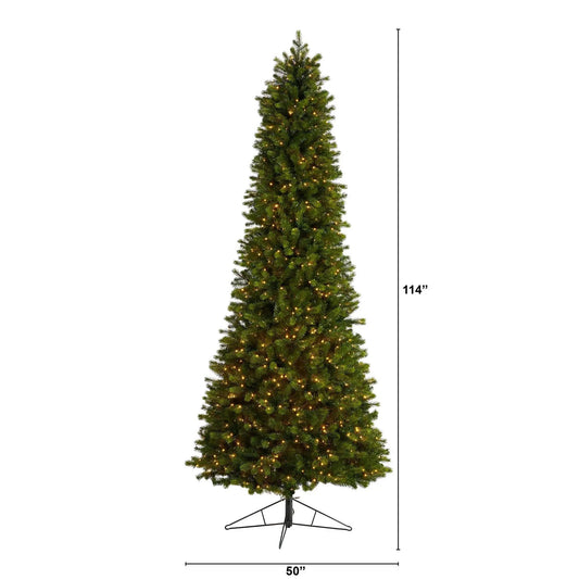 9.5 ft Slim Colorado Mountain Spruce artificial Christmas tree Nearly Natural with lights on Tampa Home & Garden Store
