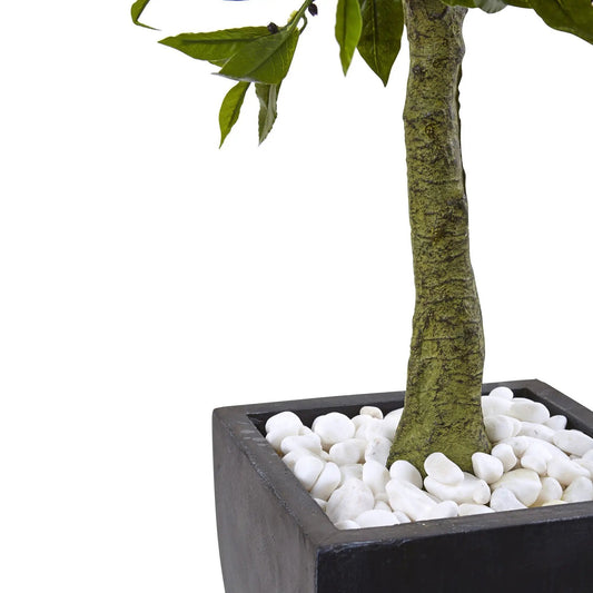 Bay Leaf Topiary in black square planter UV resistant artificial shrub by Nearly Natural on Tampa Home & Garden Store
