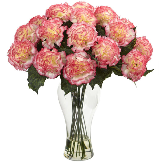 Blooming Carnation Arrangement w/Vase - Tampa Home & Garden Store