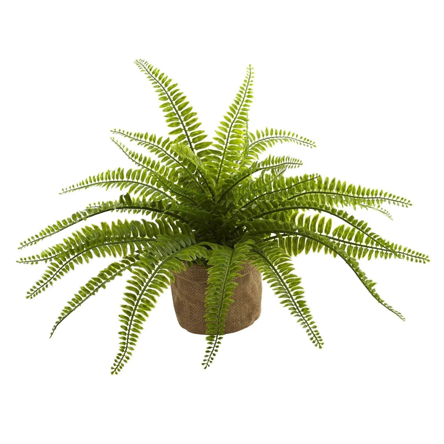Nearly Natural Boston Fern with Burlap Planter Set of 2, artificial fern in burlap pots on Tampa Home & Garden Store