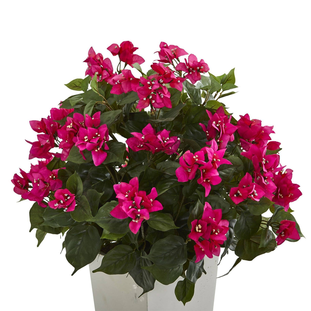 31-inch Bougainvillea artificial plant in a white tower planter with pink blooms Nearly Natural on Tampa Home & Garden Store