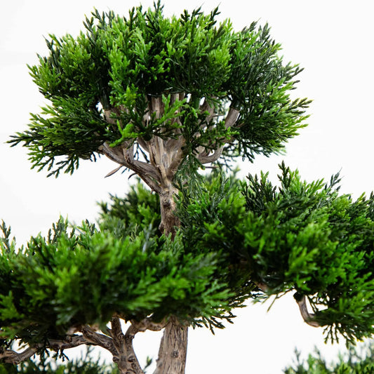 Cedar Bonsai Silk Plant 24 inch artificial tree Nearly Natural dense green foliage for decor on Tampa Home & Garden Store
