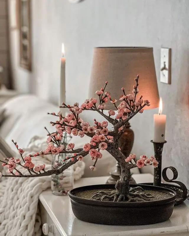 Cherry Blossom Silk Bonsai Tree by Nearly Natural in a dark oval pot, pink blossoms on Tampa Home & Garden Store